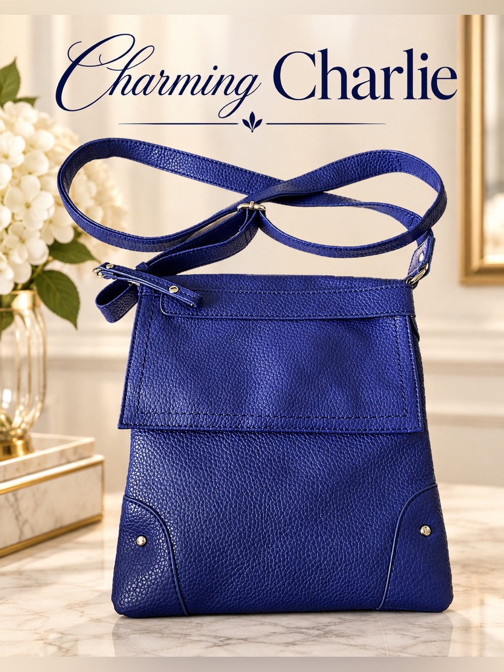 Charming Charlie | Pebbled Faux Leather Crossbody Messenger Bag